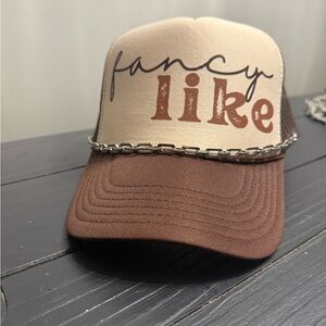 Brown and Cream Trucker Hat with Chain Detail